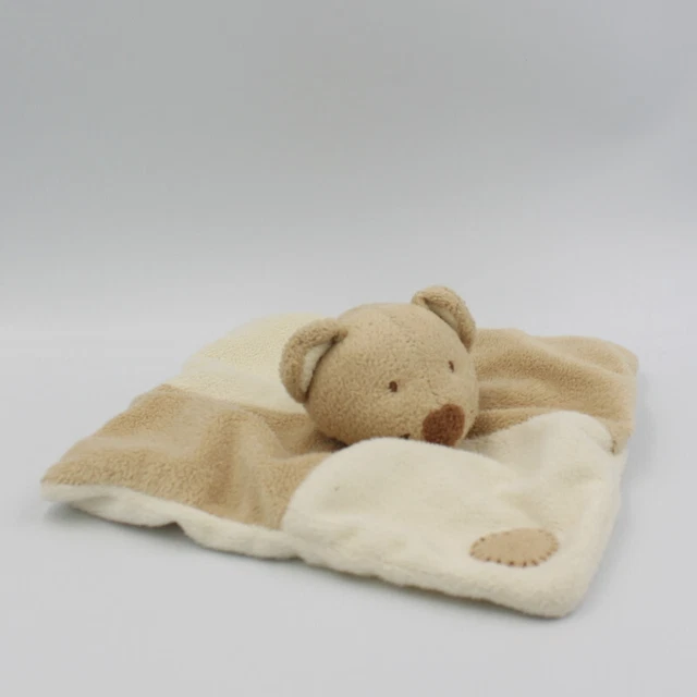 Doudou plat carré beige ecru ours POMMETTE - 409