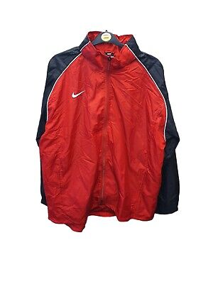 Nike Mens Rain Jacket Windbreaker Hooded Full Zip Red Black - XXL - BNWT