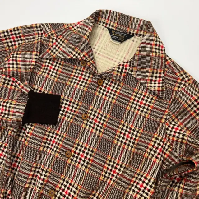 Sportcrest VTG 60s/70s Brown Plaid Pullover Shirt Top Youth Boys Sz 18 Womens S