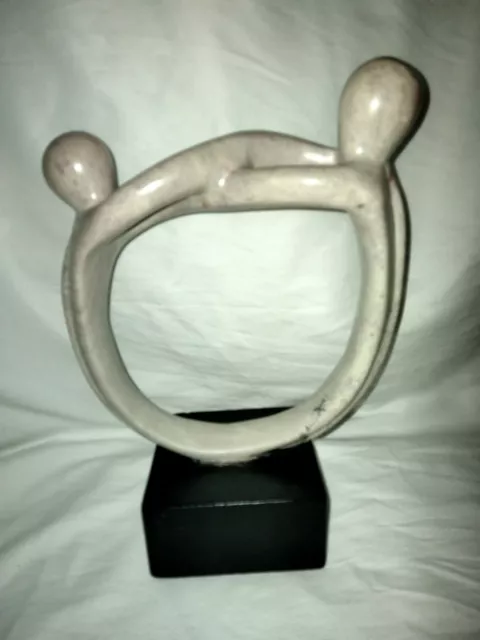 Black/White Modern Art African Stone Carving Sculpture Love/Eternity Embrace