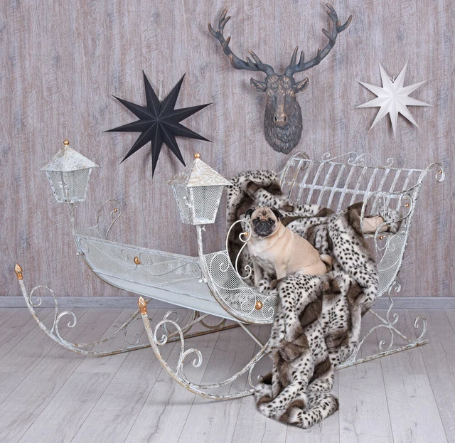 Traîneau Noël Traîneau Eisenschlitten Noël Décoration de Jardin Luge Métal 2