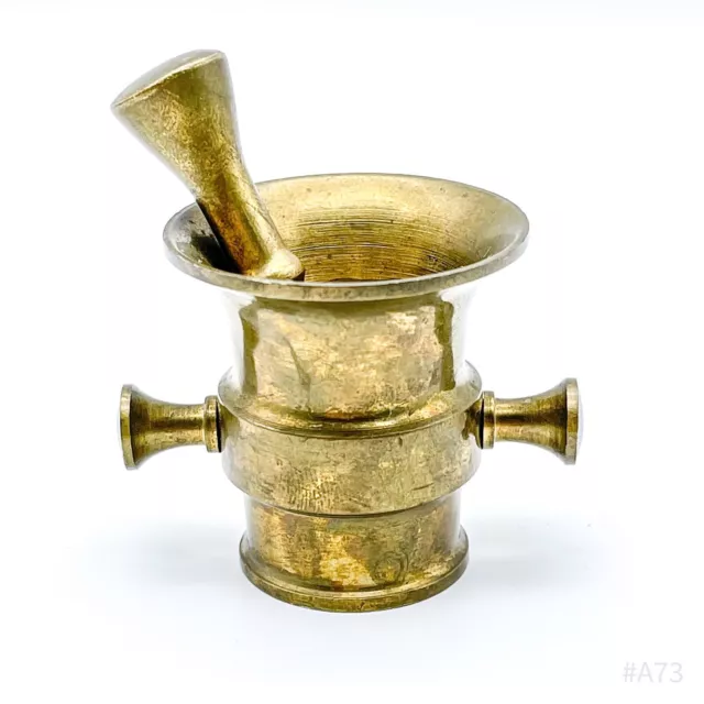 Vintage Brass Mortar With Tappet, Pestle Mortar Brass Antique - 4, 5x5cm