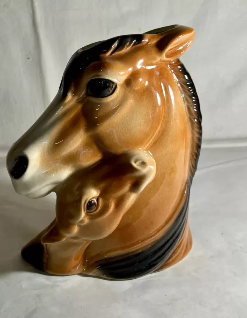 VINTAGE HORSE WITH Foal Green Ceramic Planter Cameron Clay