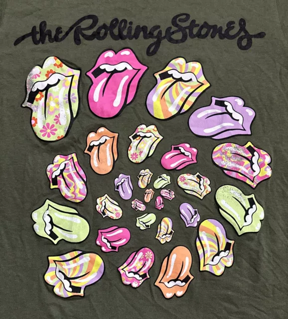 The Rolling Stones Tongue Logo Swirl Green Medium Shirt