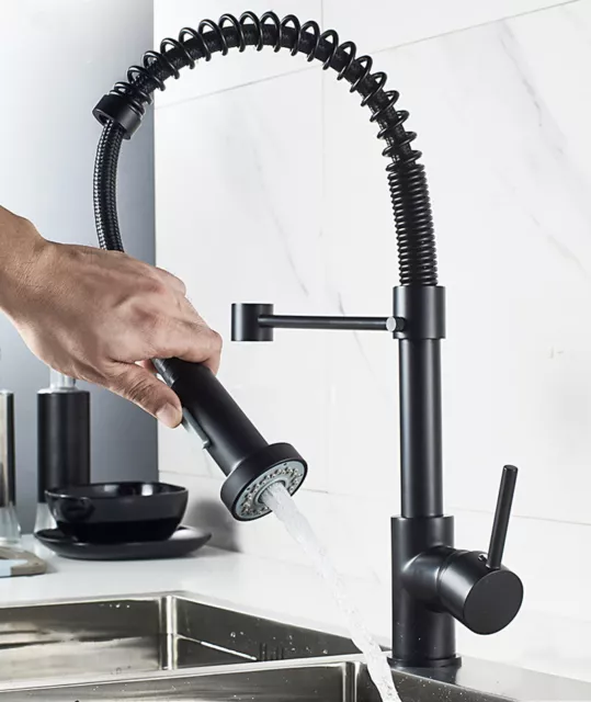 Black Kitchen Tap Mono Sink Mixer Tap Pull Out Spray Copper Faucet Swivel Spout