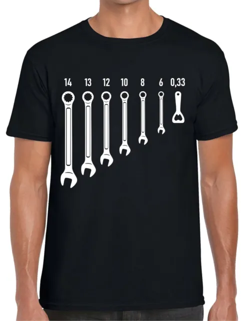 T-shirt da uomo divertenti chiavi meccanico apri bottiglia birra vino maglietta