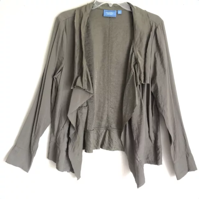 Simply Vera Vera Wang Sz XL Draping Khaki Open Front Jacket Cardigan
