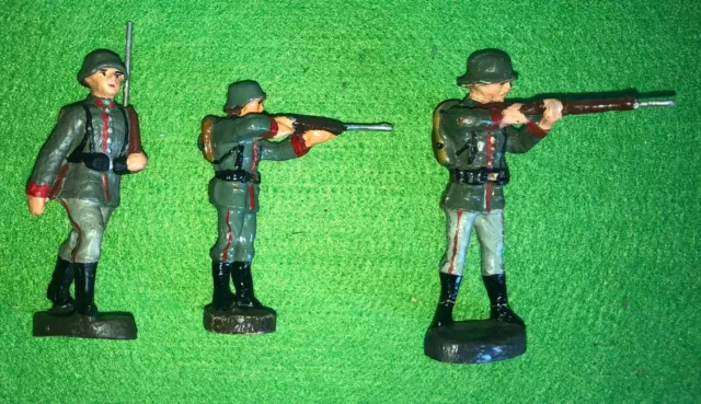 51411 Elastolin Ww2 1940 Allemagne Wehrmacht 3 Figurines Composition Au Tir