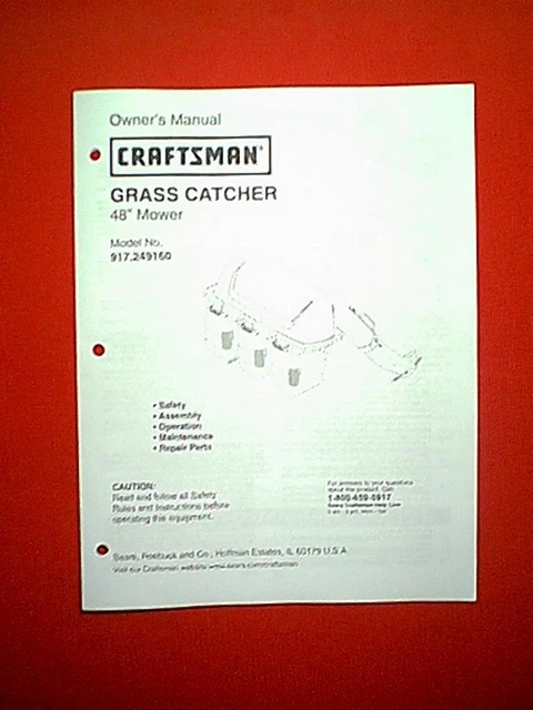 CRAFTSMAN CRASS CATCHER Triple Bagger Model 917.249160 Owner's / Parts ...