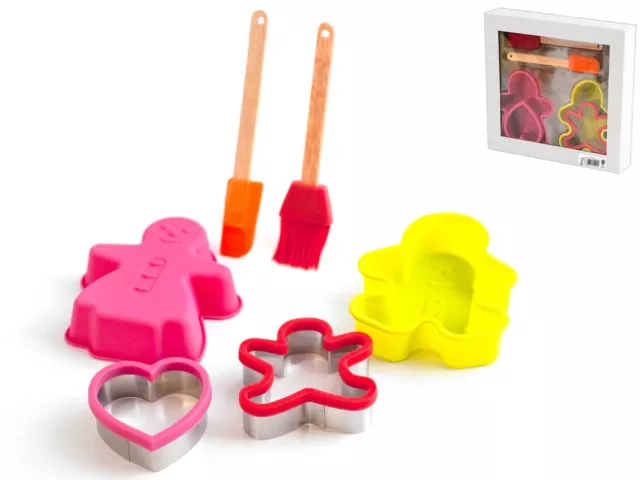 Confezione 6 Pezzi Pasticceria Silicone Manico Legno Assorti Home