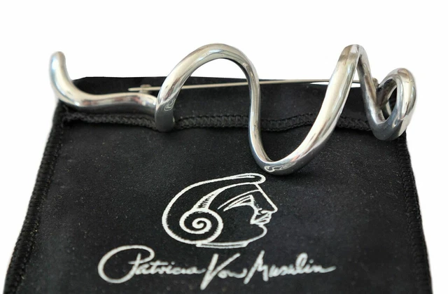 Patricia von Musulin Moderniste Argent Sterling Volutes Broche 50 Grammes