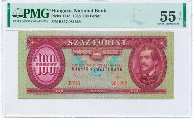 Hungary 100 Forint 1968, P.171d_PMG 55 About Uncirculated EPQ