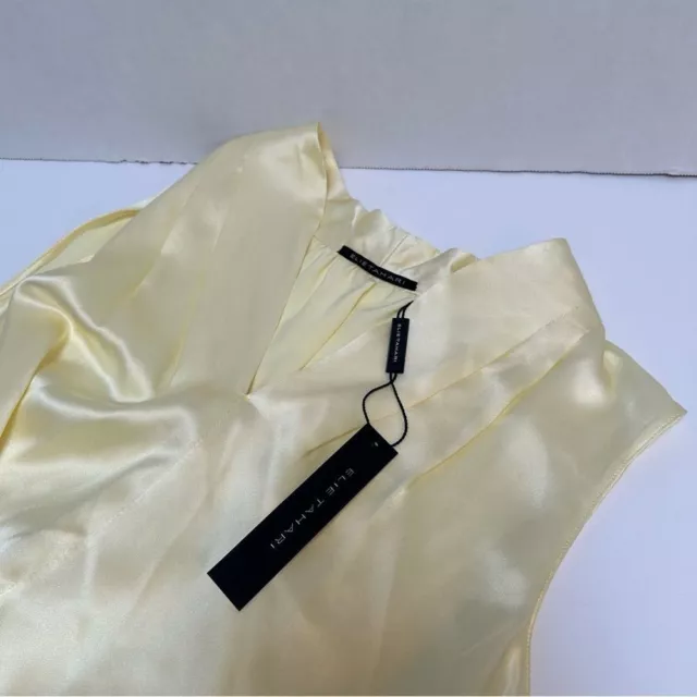 Elie Tahari NWT Judith Blouse Yellow Silk Sleeveless V-Neck Size Small