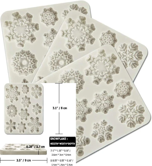 3 pezzi Fondente Stampi in silicone, VEINARDYL 3D Natale Stampo per fiocco...