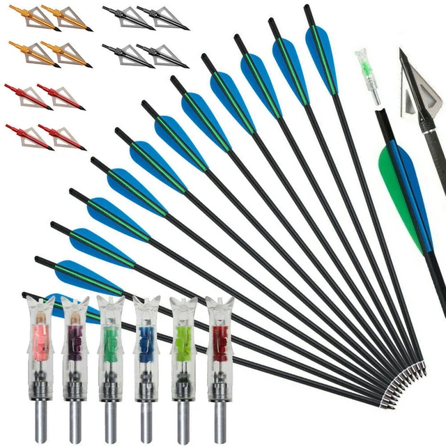 20'' Carbon Crossbow Bolts OD 8.8mm Arrows/100Gr Arrowheads/Lighted Nock Hunting