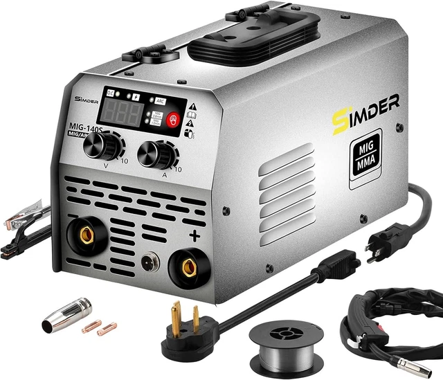 SIMDER MIG Welder 140A Flux Core Welder MIG/Stick 2 in 1 Welding Machine Gasless