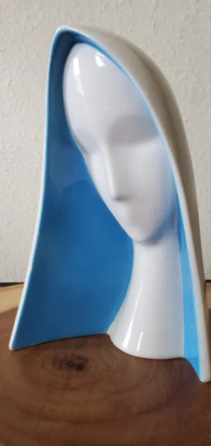 Goebel Blue & White Madonna Bust MCM ceramic figurine German Italian modern Kro