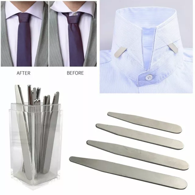 4 Sizes 10/20/36/40 Magnetic Metal Collar Stays+10 Magnets Insert In Box Shirt