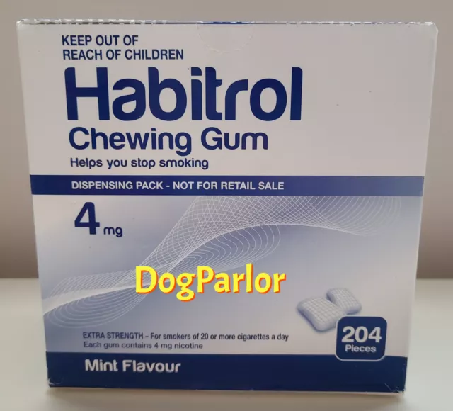 Habitrol Nicotine Gum 4mg Mint NEW Bulk Size 2 Boxes = 408 Pieces 09/2024
