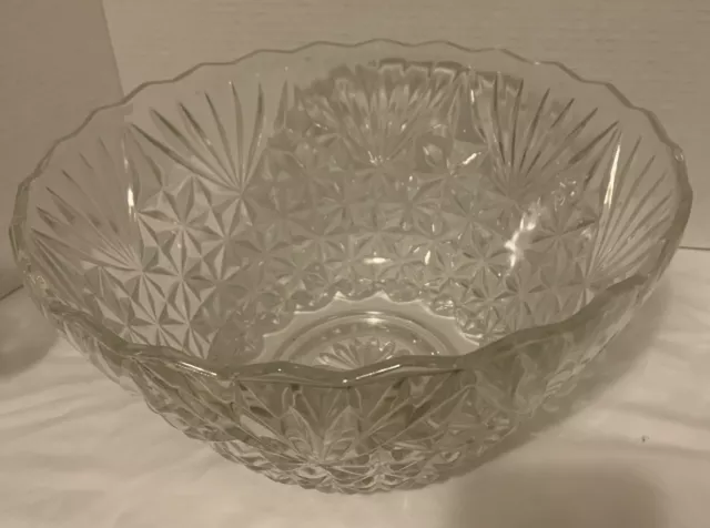 Vintage Anchor Hocking Arlington Glass Punch Bowl Set w/ 10 Cups