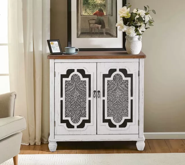 Entryway Storage Cabinet Rustic Embossed Buffet Cabinet Kitchen Buffet Sideboard