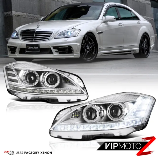 For 2007-2013 Benz W221 S550 S63 D1S Projector DRL Headlights Pair Xenon Models