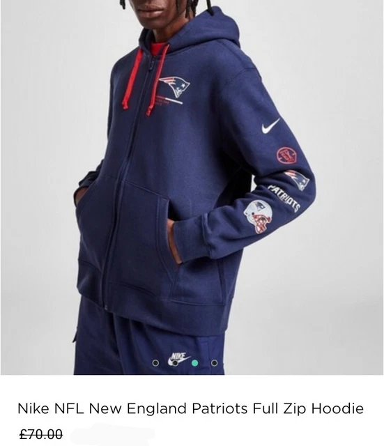 Felpa con cappuccio da uomo Nike NFL New England Patriots pile cerniera taglia: small