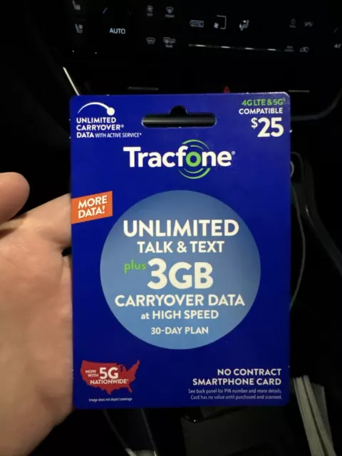 Tracfone $25 Unlimited Talk, Text, 3GB Data 30-Day Plan [Email Delivery]