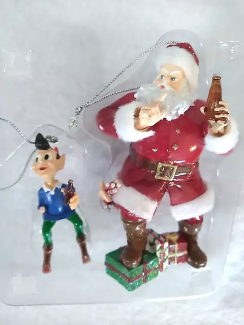 Department 56 Coca-Cola Santa & Elf Christmas Ornament Coke 75th Anniversary NIB