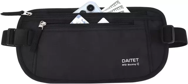 Day Tip Money Belt - Passport Holder Secure Hidden Travel Wallet with RFID Block