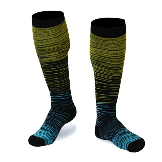 5 Pairs Compression Stocking Unisex Gradient Stripes Sports Socks Unisex (L/XL) 3