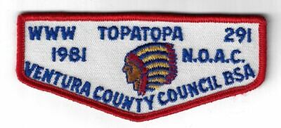 Boy Scout OA 291 Topa Topa Lodge 1981 NOAC Flap