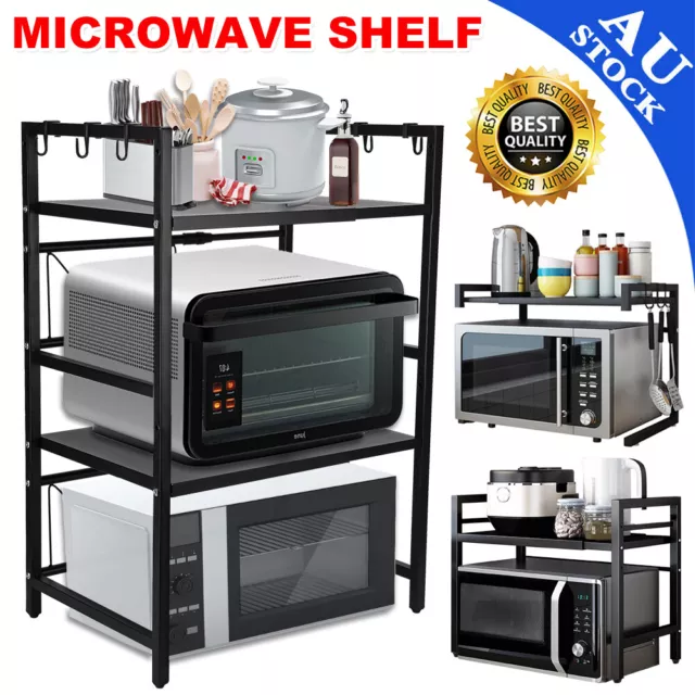 3 Tier Microwave Shelf Kitchen Adjustable Oven Storage Rack Stand Cabinet Holder