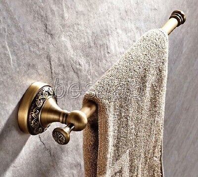 Antique Brass Wall Mounted Single Towel Rail Bar Bathroom Accessory sba481