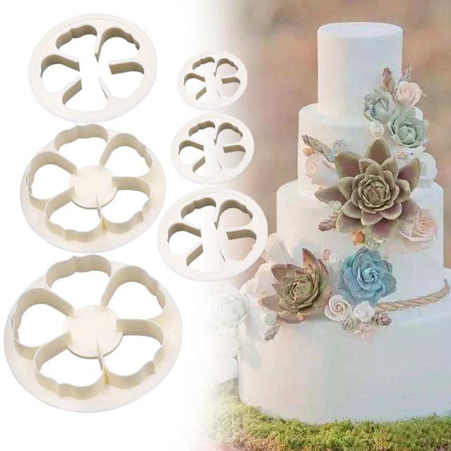 6pcs/set Fondant Cutter Decorating Tools Pastry Plastic Rose Flower Cake Mold