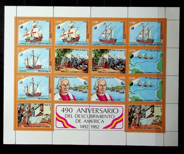 NICARAGUA Sc C1029a NH MINISHEET OF 1982 - DISCOVERY OF AMERICA -COLUMBUS- (CT5)