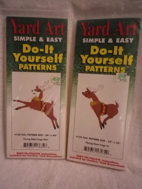 1993 (2) yardas arte - patas de ciervo volador patrones de Navidad de madera #135 y 136