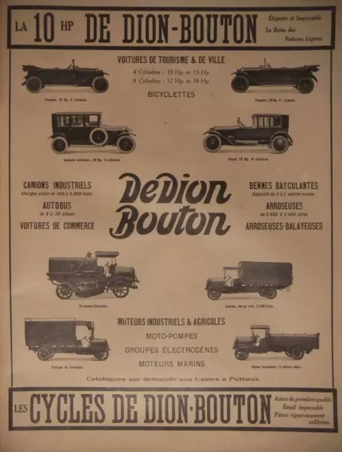 1921 La 10 Hp Dion Button Press Advertisement Passenger Cars & Cycles
