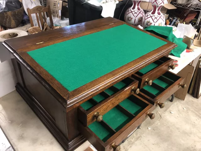 Antique Oak Spool Cabinet  4 Drawers, Slant top desk.lShipping available.