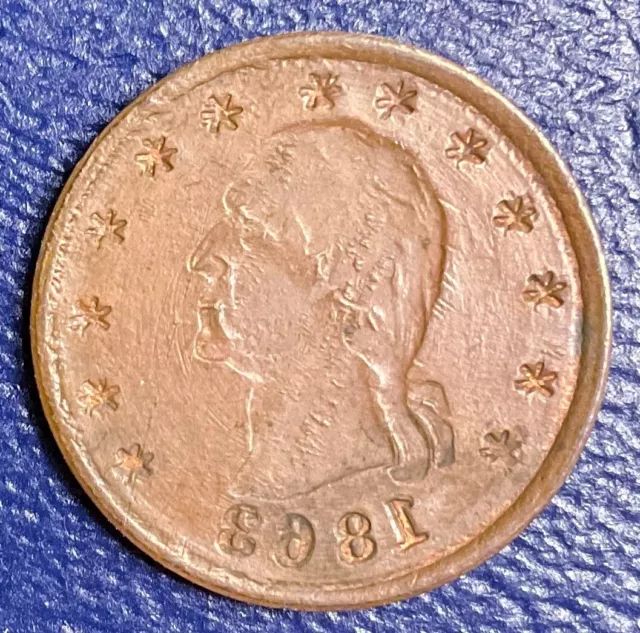 UNC CWT Civil War Token F-107 FULL BROCKAGE MINT ERROR George Washington #T102