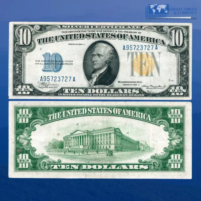 Fr.2309 1934A $10 Silver Certificate Yellow Seal "North Africa", XF #23727