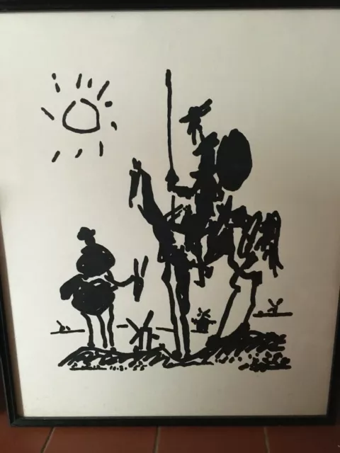 PABLO PICASSO Don Quixote Sancho Panza De Mancha Ink Lithograph 10-8-1955 Signed PABLO PICASSO Don Quixote Sancho Panza De Mancha Ink Lithograph 10-8-1955 Signed