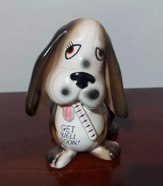 "Get Well Soon” Bassett Hound Puppy Dog Planter - Vintage Rubens Japan Ceramic