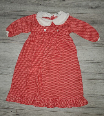 Vtg NWT Alexis baby girls 18mos Dress long sleeve Ruffle Dress red Lace Collar