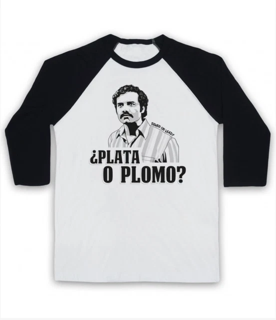 Maglietta Da Baseball Narcos Pablo Escobar Plata O Piombo Argento O Lord Manica A 3/4