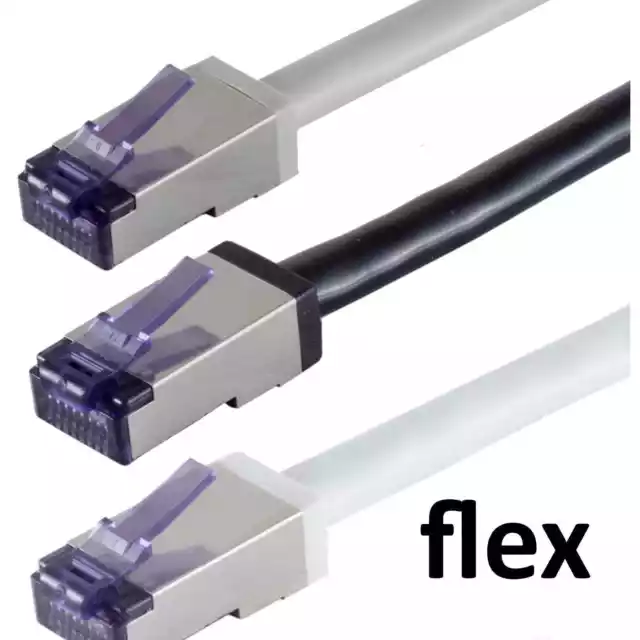 FLEX Patchkabel Netzwerk Ethernet Lan DSL kabel CAT6a 10 Gbit/s S/FTP 25cm - 20m