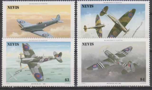 Timbres sur les Avions - Série de timbres neufs ** de Nevis