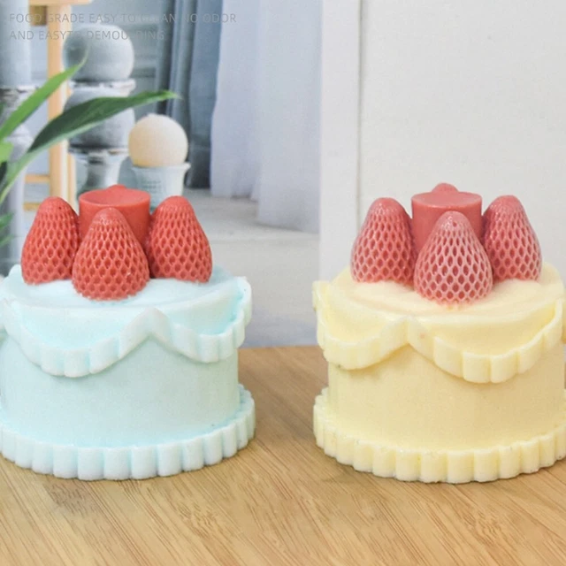 Stampo in silicone a forma di torta di fragole robusto per artigianato candela p