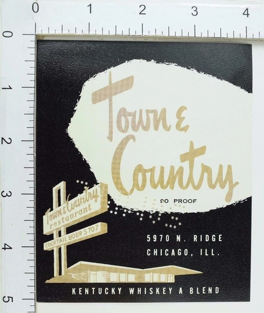 1950's-60's Vintage Town & Country Whiskey A Blend Sample Label Bottle