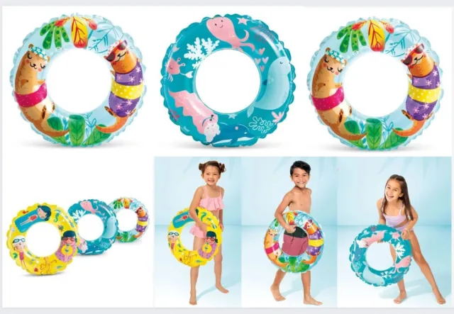 Intex Children Inflatable Swim Ring Swimming Pool Boys Girls 24” Beach 6-10 Uk
